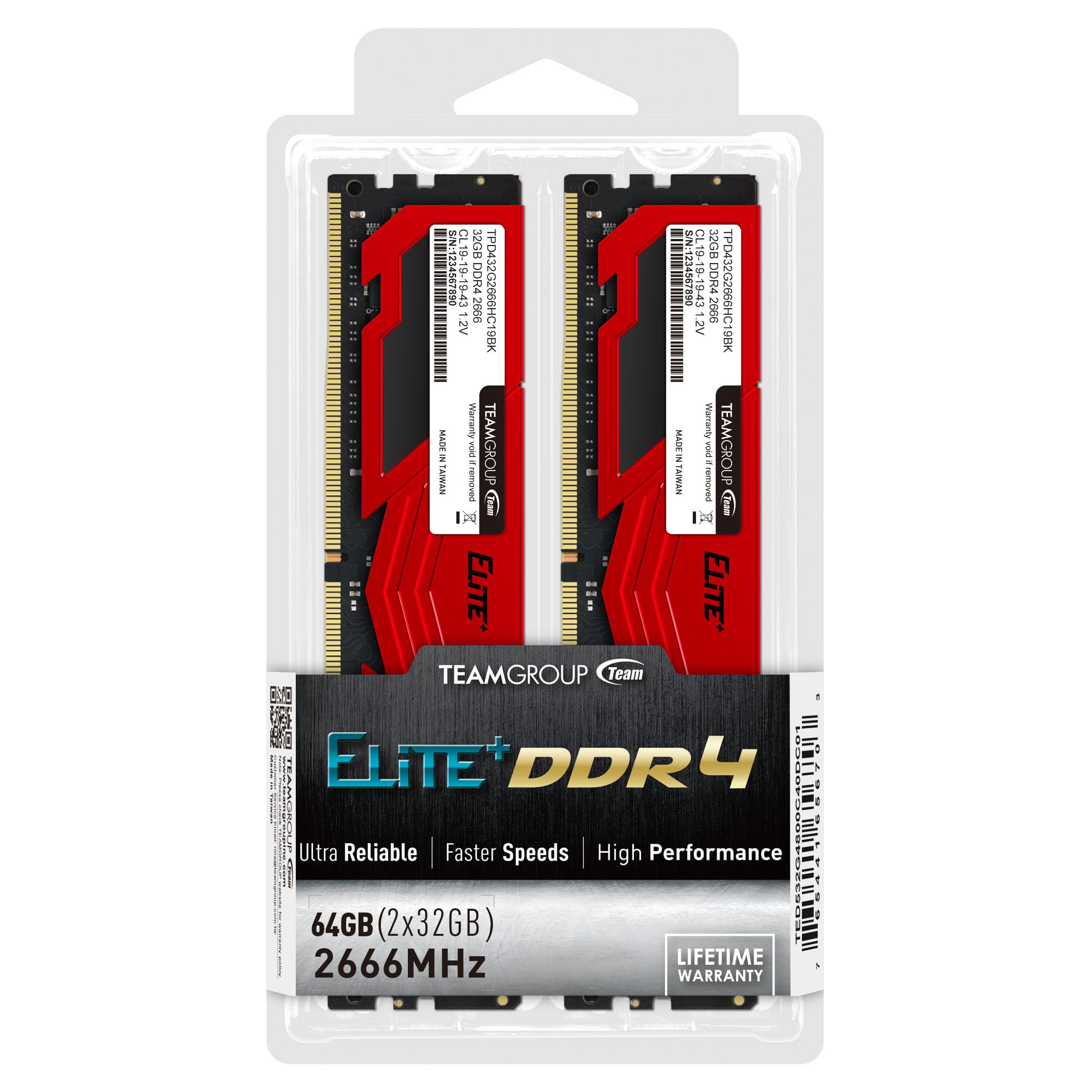 Amazon | Team DDR4 2666Mhz PC4-21300 32GBx2枚（64GBkit
